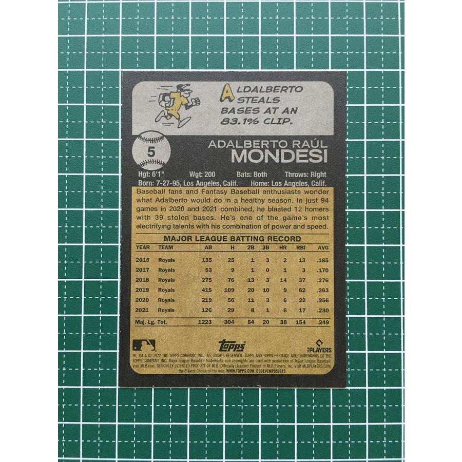 ★TOPPS MLB 2022 HERITAGE 5 ADALBERTO MONDESI[KANSAS CITY ROYALS]ベースカード