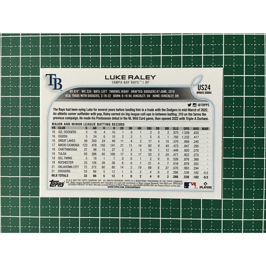 ★TOPPS MLB 2022 UPDATE #US24 LUKE RALEY[TAMPA BAY RAYS]ベースカード「BASE ...