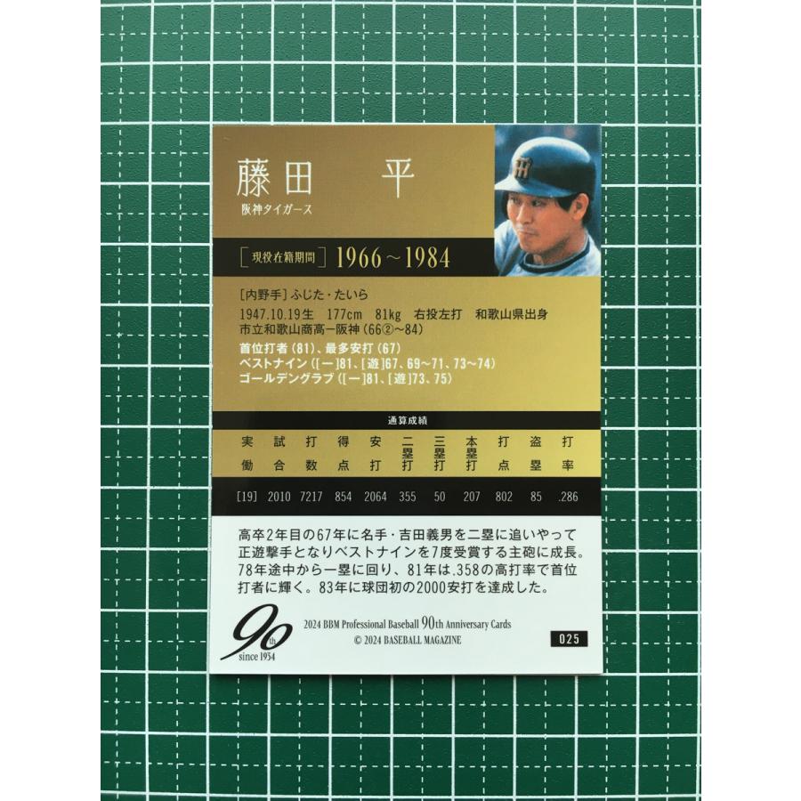 ☆BBM 2024 プロ野球 90周年カード 90th #025 藤田平［阪神タイガース