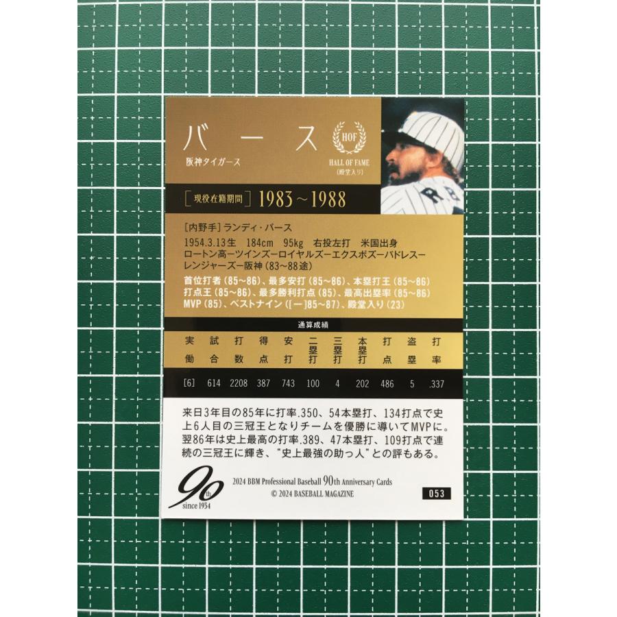 ☆BBM 2024 プロ野球 90周年カード 90th #053 ランディ・バース ☆BBM 2024 プロ野球 90周年カード 90th #053 ランディ・バース