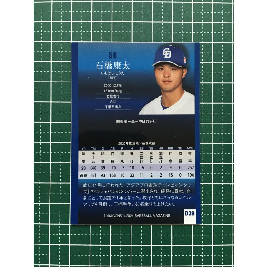 ☆BBM 2024 ベースボールカード #D39 石橋康太[中日ドラゴンズ ☆BBM 2024 ベースボールカード #D39 石橋康太[中日ドラゴンズ