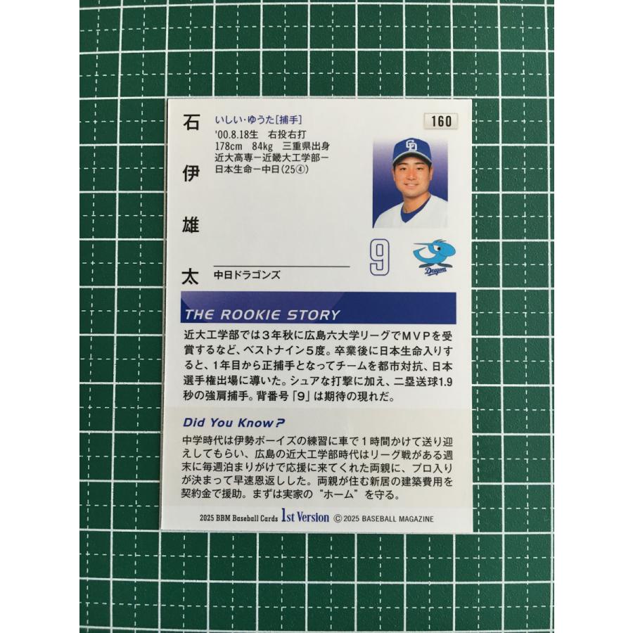 ☆BBM 2025 1st バージョン #160 石伊雄太［中日ドラゴンズ