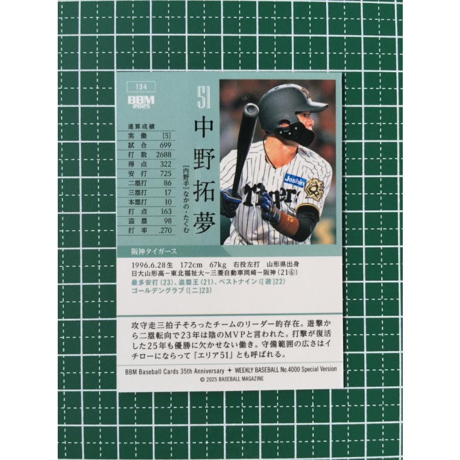 ☆BBM 2025 35周年 ＆ 4000号記念 #134 中野拓夢［阪神タイガース