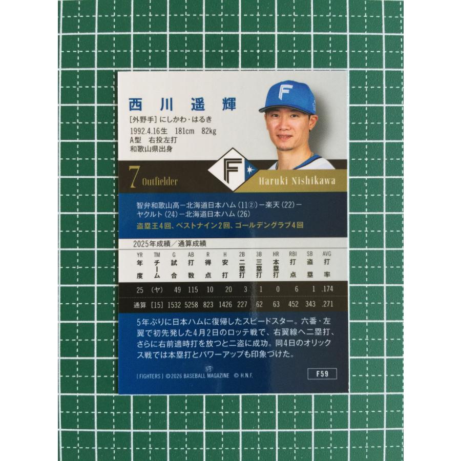☆BBM 2026 ベースボールカード #F59 西川遥輝［北海道日本ハム