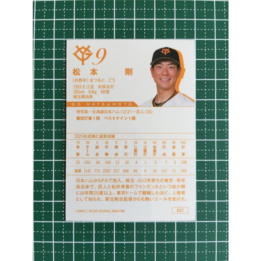 ☆BBM 2026 ベースボールカード #G57 松本剛［読売ジャイアンツ／巨人