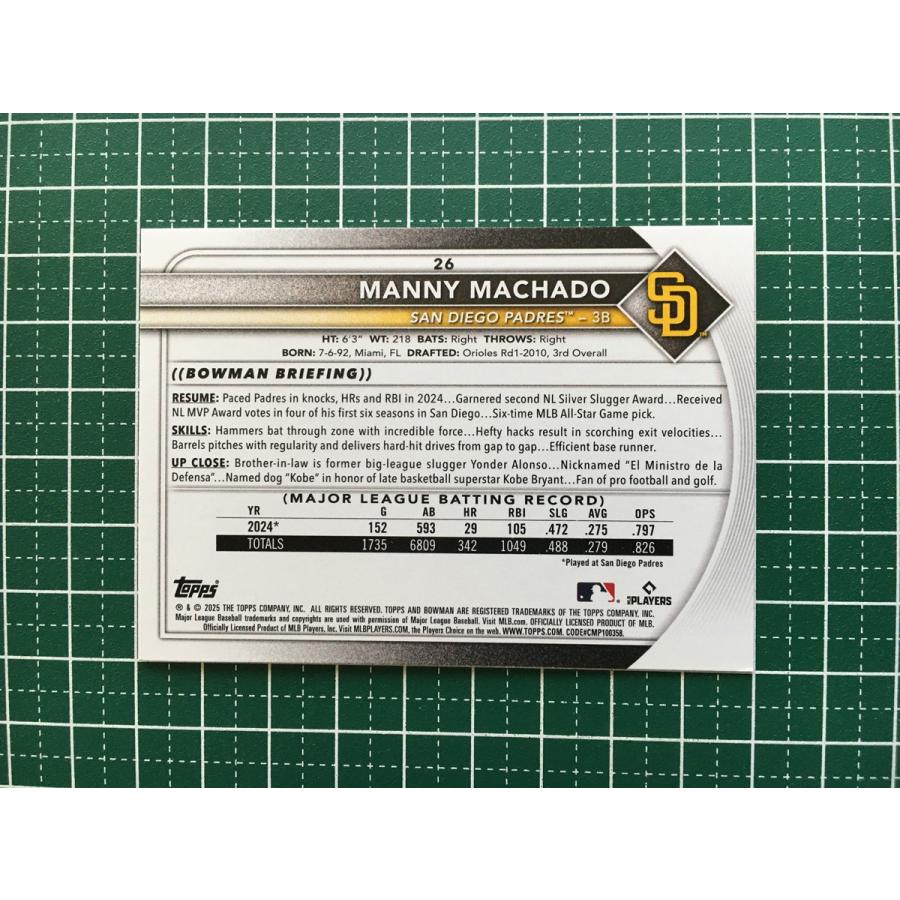 ☆TOPPS MLB 2025 BOWMAN #26 MANNY MACHADO［SAN DIEGO PADRES 