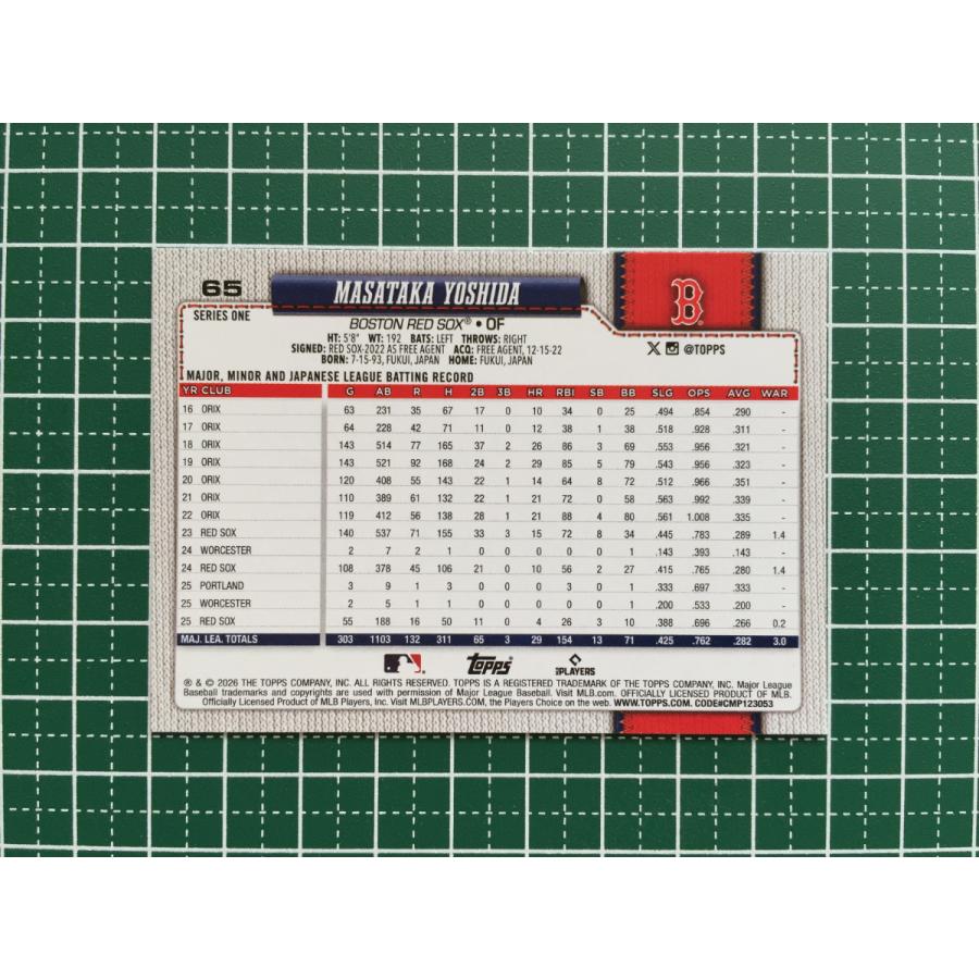 ☆TOPPS MLB 2026 SERIES 1 #65 吉田正尚／MASATAKA YOSHIDA［BOSTON