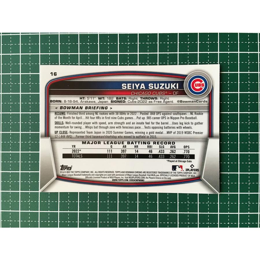 ★TOPPS MLB 2023 BOWMAN CHROME #16 鈴木誠也／SEIYA SUZUKI［CHICAGO CUBS］ベースカード「BASE」★｜alba-tesoro｜02