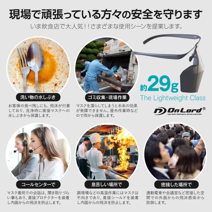 フェイスシールド メガネ型 飛沫防止 感染予防 洗える 飲食店 夏 蒸れない マスク 熱中症対策 ブラック OL-217B｜alba｜04