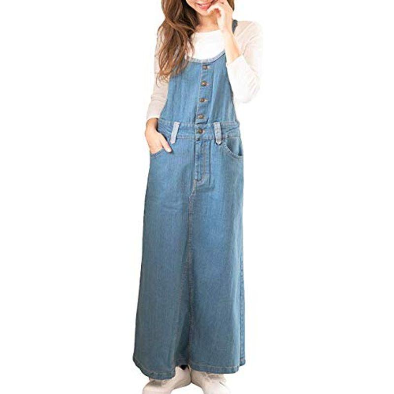 サコイユ サロペット オールインワン ロング スカート マキシ丈 デニム ツイル オーバーオール 綿 コットン ワンピース つなぎ 大き オールインワン