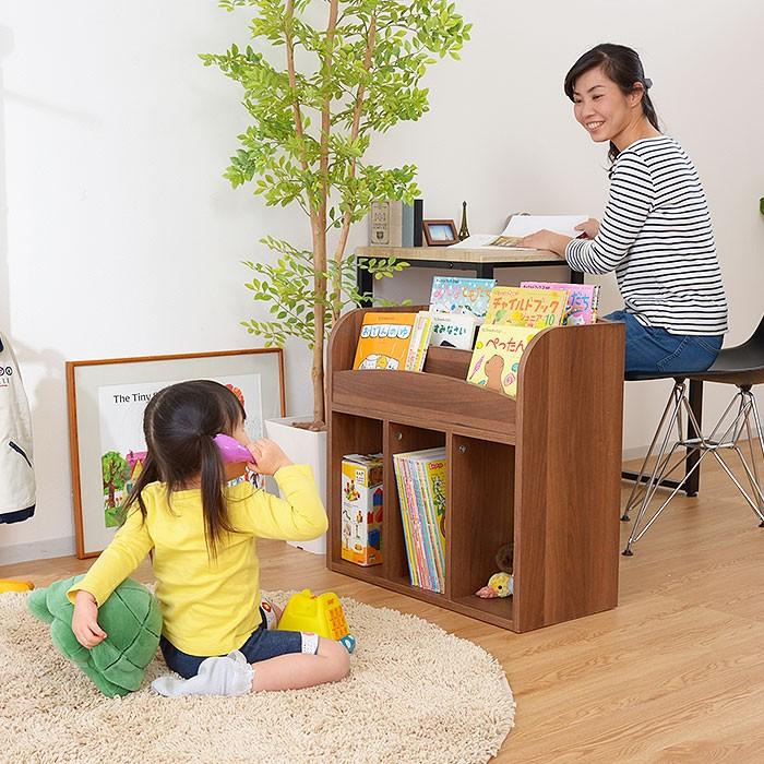 ワイエムワールド 絵本棚 幅63cm 高さ60cm 表紙の見える本棚 おもちゃ