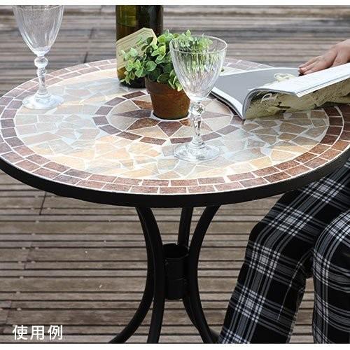 モザイクテーブル スチール ガーデンテーブル 直径61cm 丸天板