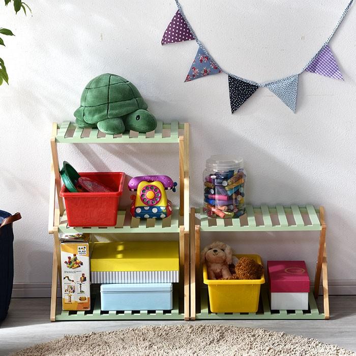 折りたたみ 木製 ラック 2段 天然木 オープンラック 棚 おしゃれ