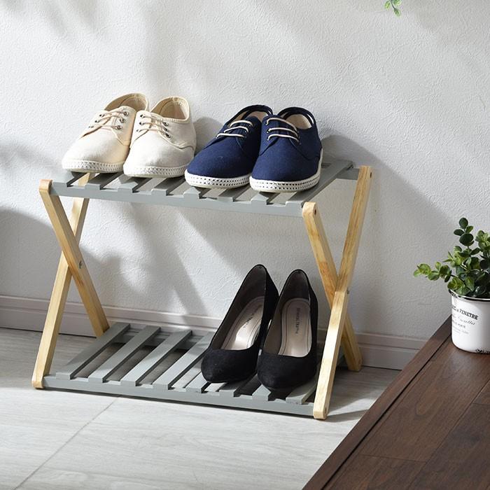 折りたたみ 木製 ラック 2段 天然木 オープンラック 棚 おしゃれ