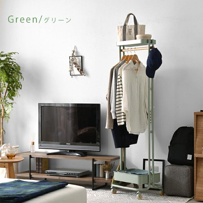 ハンガーラック　ポールハンガー　隙間収納　スリムラック　グリーン ハンガーラック ポールハンガー 隙間収納 スリムラック オリーブ