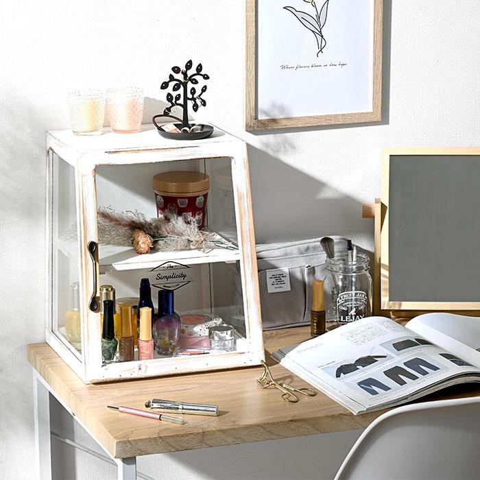 ガラスケース アンティーク 卓上 木製 ガラス 2段 ディスプレイラック