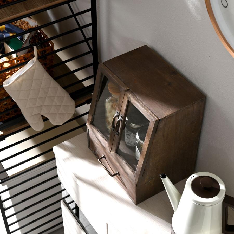 ヴィンテージ アンティーク スパイスキャビネット ガラス扉 観音開き