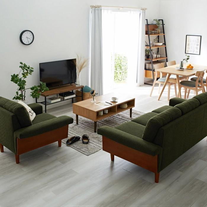 2人掛け 2Pソファ 完成品 コーデュロイソファ 肘付き 肘かけ