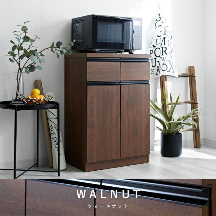 スリムキッチンカウンター幅60cmコンセント付 レンジ台 食器棚