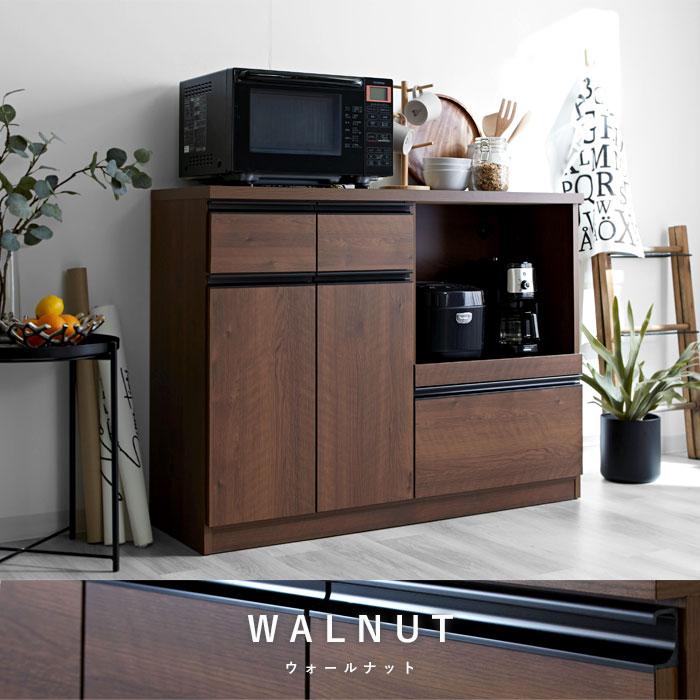 送料込 美品　完成品　キッチンカウンター レンジ台　120cm 日本製 鏡面 キッチンカウンター 完成品 120cm メタル｜ユニット