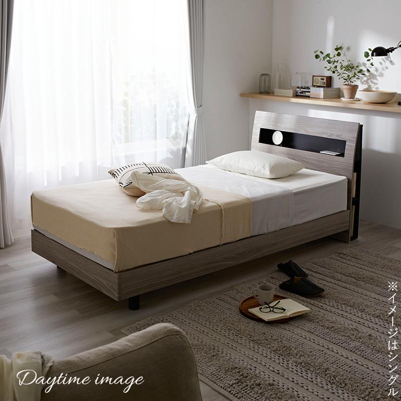 PRONT別注セミダブルベッド セミダブル］頑丈設計 ベッド 耐荷重500kg 宮付き スマホスタンド 2口