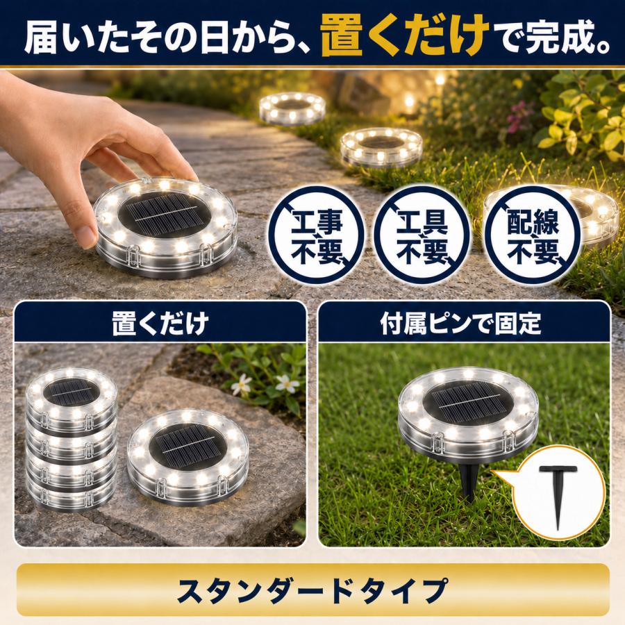 LED外灯 円形デザイン 防雨型 ソーラーライト 屋外 LED ガーデン 防水 4個セット 庭