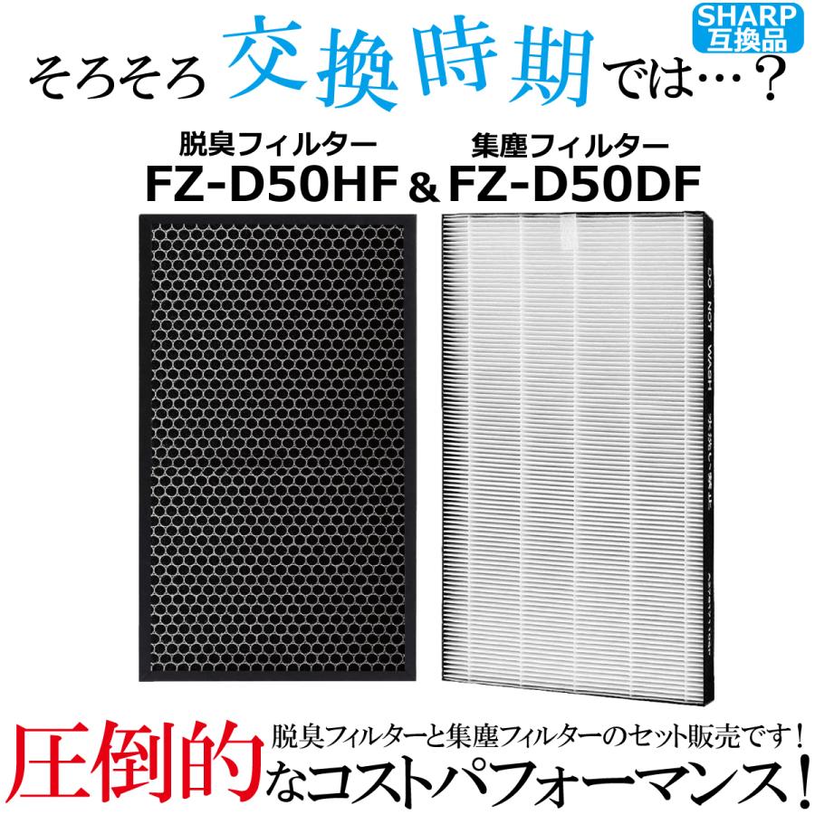 シャープ 空気清浄機 フィルター プラズマクラスター 交換 シャープフィルター FZ-D50HF FZ-D50DF 加湿機 脱臭フィルター 集塵フィルター セット｜albert0051