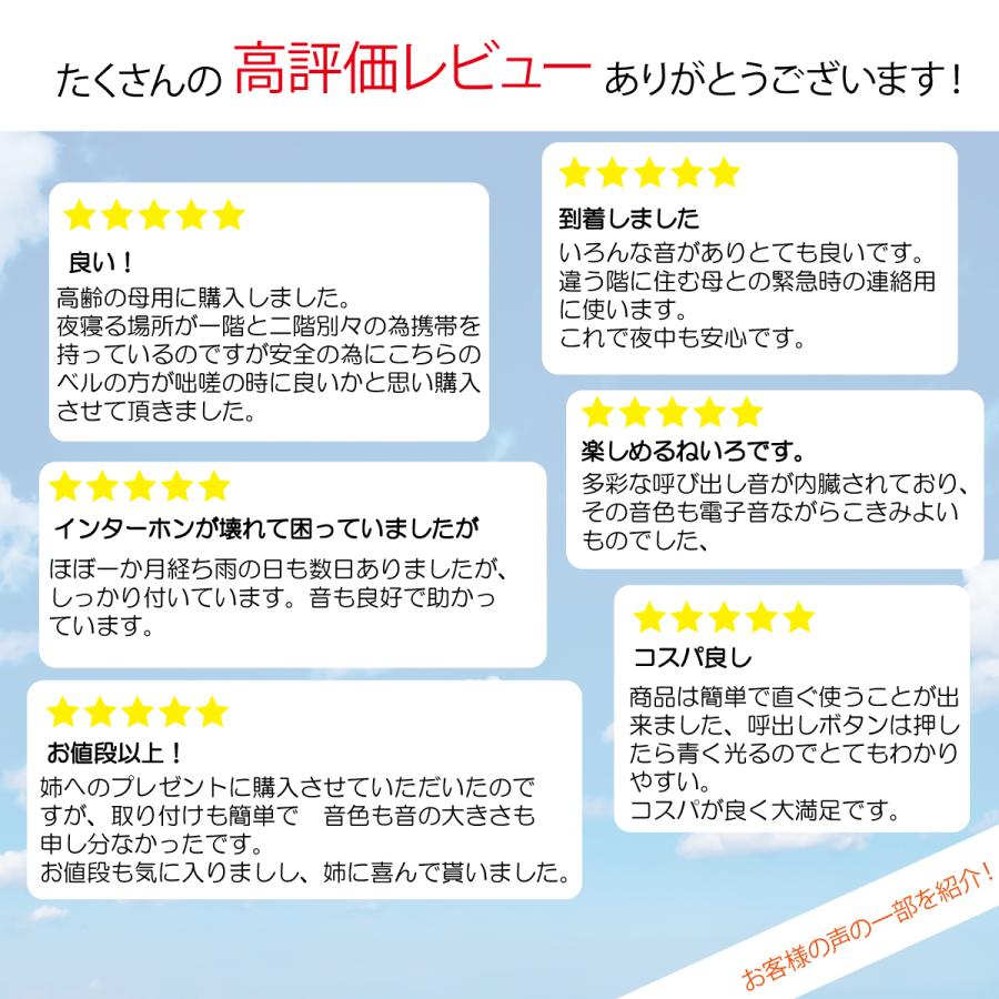 インターホン ドアホン ワイヤレスチャイム 技適取得済 発信機2個 チャイム ワイヤレス 玄関 ドアベル 防水 ピンポン 呼び鈴 ベル センサー 介護 無線 防水 AZ4U |  | 05