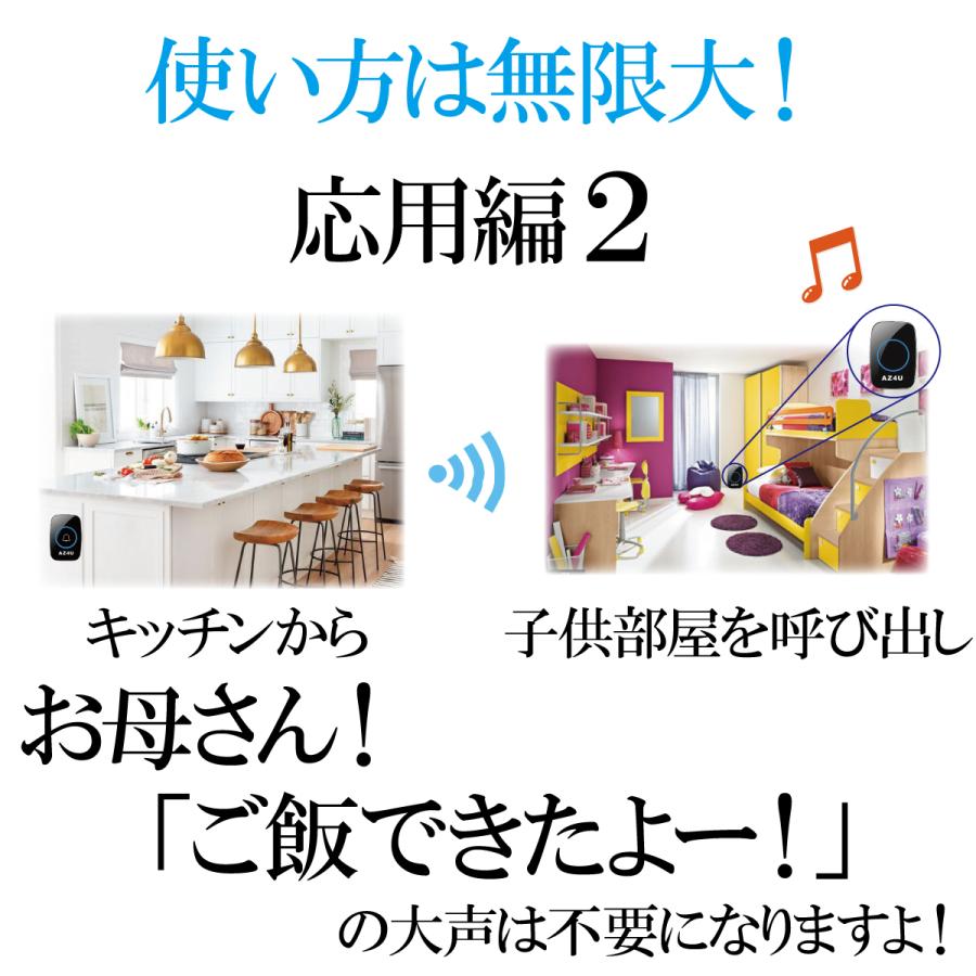 インターホン ドアホン ワイヤレスチャイム 技適取得済 発信機2個 チャイム ワイヤレス 玄関 ドアベル 防水 ピンポン 呼び鈴 ベル センサー 介護 無線 防水 AZ4U |  | 11