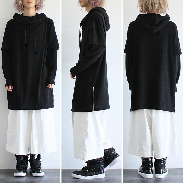 ニット パーカー メンズ 長袖 ハイネッ ク ボリュームネック モード系