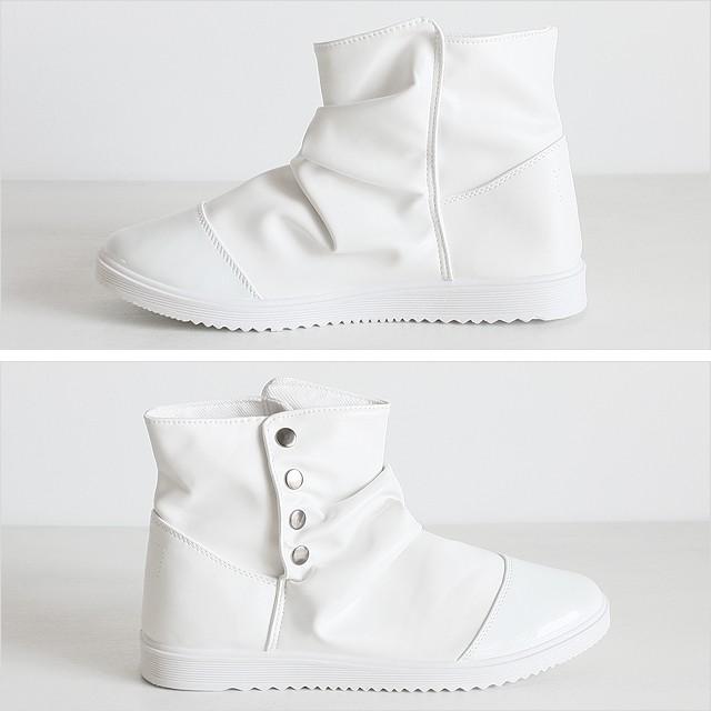 ブーツ メンズ 白 ホワイト モード系 Puレザー エナメル 個性的 キレイ目 靴 シューズ ブーティ ショートブーツ 中性的 ユニセックス レディース Albino 通販 Yahoo ショッピング