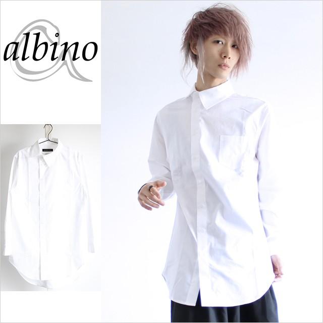 ロングシャツ メンズ モード ビッグシャツ モード系 白 ホワイト 変形 アシンメトリー アシメ 襟 サロン系 日本製 国産 個性的 中性的 ユニセックス レディース Albino 通販 Yahoo ショッピング
