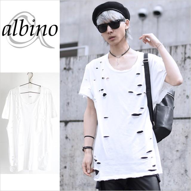 カットソー メンズ ロング丈 半袖 モード系 ダメージ ビッグt ホワイト 白 個性的 日本製 国産 オリジナル ブランド 夏 中性的 ユニセックス レディース Albino 通販 Yahoo ショッピング