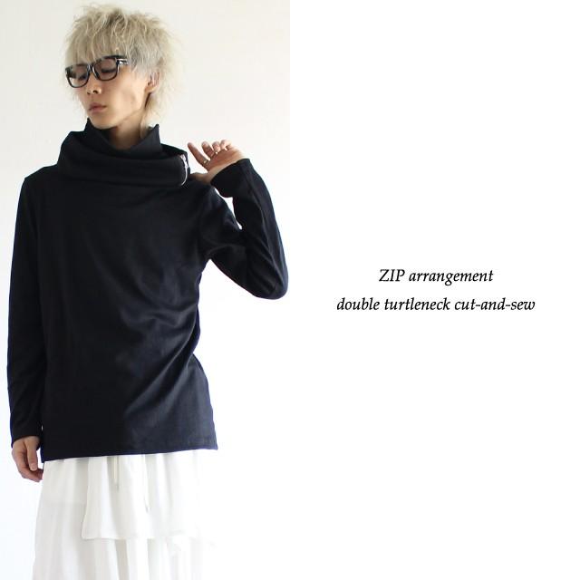 タートルネック メンズ ハイネック Zip カットソー オフタートル 変形 モード系 黒 ブラック ボリュームネック 個性的 中性的 ユニセックス レディース Albino 通販 Yahoo ショッピング