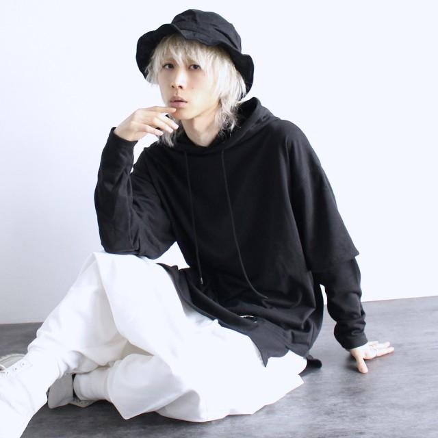 パーカー メンズ 長袖 Vネッ ク ボリュームネック スウェット モード系