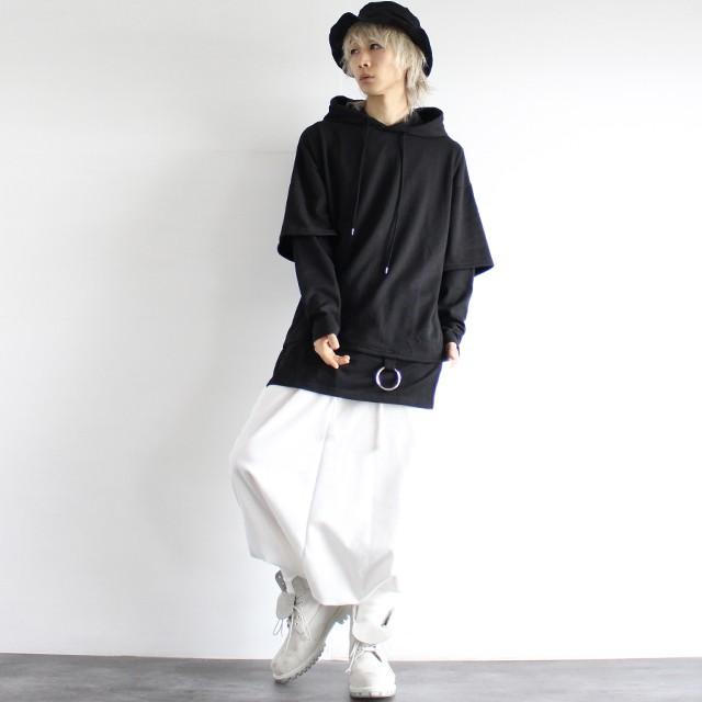 パーカー メンズ 長袖 Vネッ ク ボリュームネック スウェット モード系