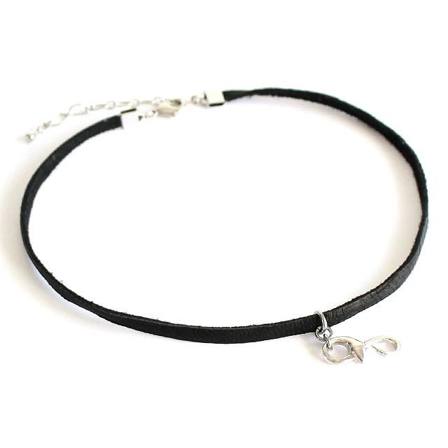 チョーカー メンズ レディース ネックレス シルバー 本革 鹿革 黒