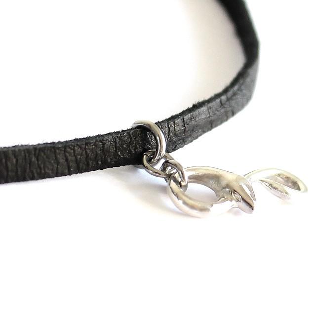 チョーカー メンズ レディース ネックレス シルバー 本革 鹿革 黒