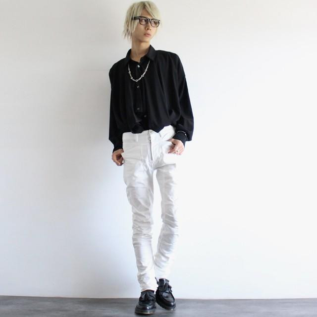 スキニーパンツ メンズ バイカーパンツ タイト モード系 ロック 白