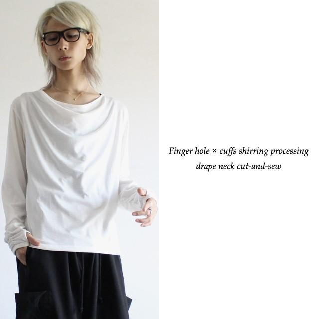 カットソー メンズ ドレープ 指穴 モード系 サロン系 日本製 国産 オリジナル ブランド 白 ホワイト 変形 長袖 Tシャツ 個性的 中性的 ユニセックス レディース Albino 通販 Yahoo ショッピング