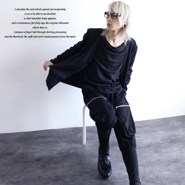 カットソー メンズ ドレープ 指穴 モード系 サロン系 日本製 国産