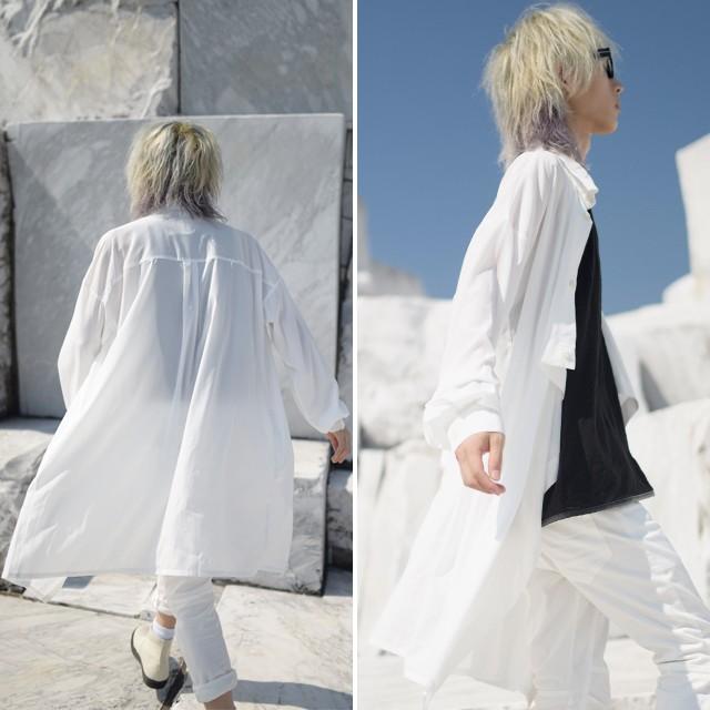 ロングシャツ メンズ ワンピース 長袖 ワンピシャツ シャツワンピ