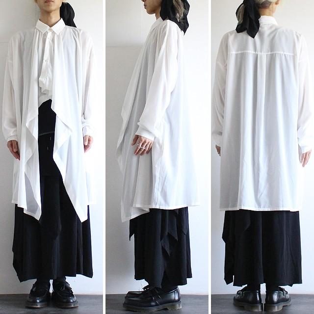 ロングシャツ メンズ ワンピース 長袖 ワンピシャツ シャツワンピ モード系 ホワイト 白 個性的 日本製 国産 オリジナル 中性的 ユニセックス レディース Albino 通販 Yahoo ショッピング