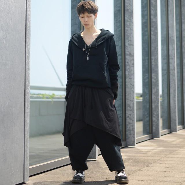 サルエルパンツ メンズ スカート ワイドパンツ 袴パンツ 裏起毛 モード