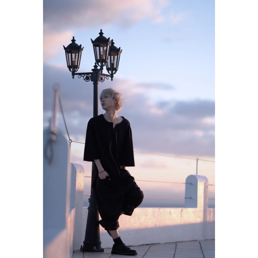 カットソー メンズ ロング丈 半袖 5分袖 モード系 キーネック ビッグt ブラック 黒 個性的 日本製 国産 オリジナル ブランド 夏 中性的 ユニセックス レディース Albino 通販 Yahoo ショッピング