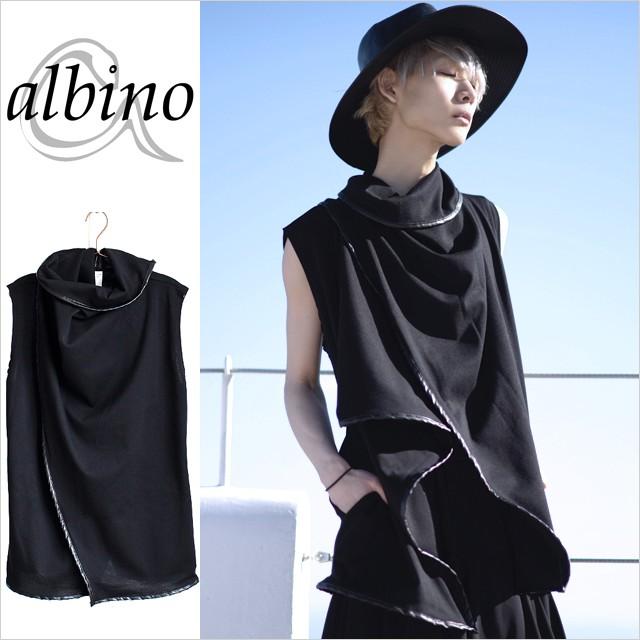 ベスト メンズ ノースリーブ 変形 ドレープ パイピング 羽織り モード系 黒 ブラック 個性的 日本製 国産 オリジナル ブランド 中性的 ユニセックス レディース Albino 通販 Yahoo ショッピング