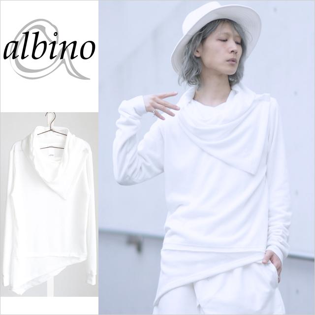 ニット スカーフ セーター メンズ 長袖 変形 モード系 白 ホワイト 日本製 国産 トップス ロング丈 オリジナル ブランド 個性的 中性的 ユニセックス レディース Albino 通販 Yahoo ショッピング