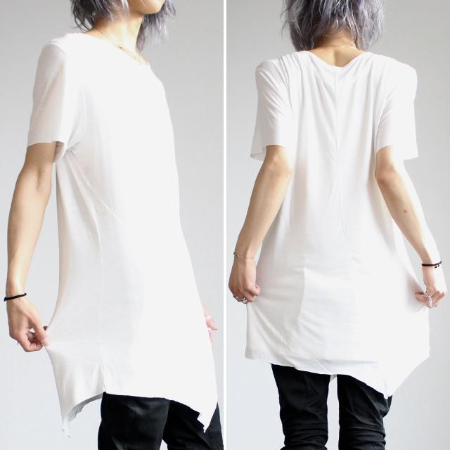 美品　ホワイト デザインアシンメトリーカットソー 　長袖 アシンメトリードレープカットソー≪手洗い可能≫ | VICKY