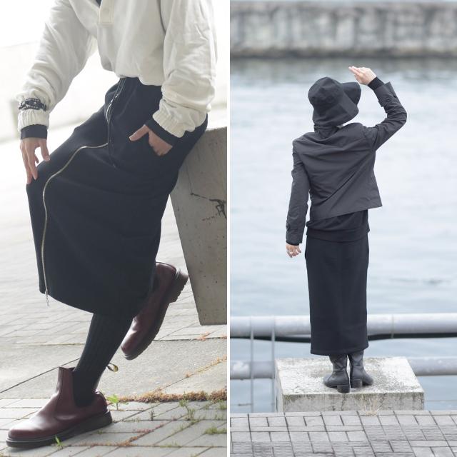 ロングスカート メンズ タイトスカート 裏起毛 黒 ブラック メンズスカート モード系 ロック 日本製 国産 オリジナル 個性的 中性的 ユニセックス レディース 100 Albino 通販 Yahoo ショッピング