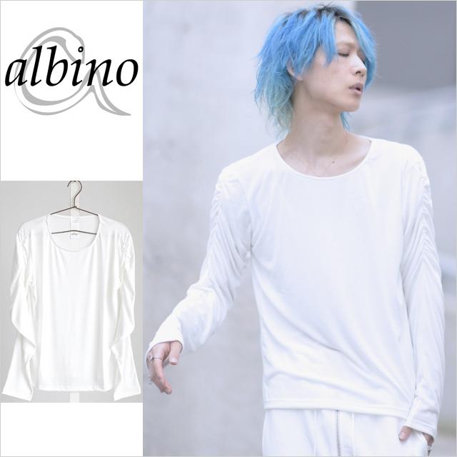 カットソー メンズ ギャザー 変形 長袖 Tシャツ 白T モード系 カットソー メンズ ギャザー 変形 長袖 Tシャツ 白T モード系